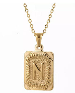 AZ536 Gold Letter N Necklace with FREE EARRINGS