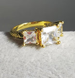 R26 Gold Triple Gemstone Ring - Iris Fashion Jewelry