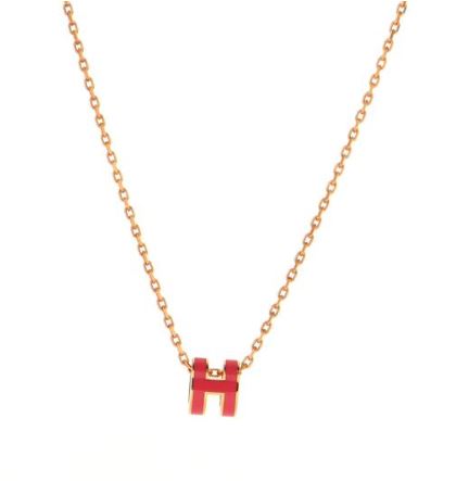 N1146 Gold Red H Pendant Necklace with Free Earrings - Iris Fashion Jewelry