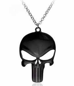 N206 Silver Black The Punisher Pendant Necklace - Iris Fashion Jewelry