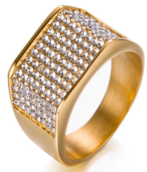 R321 Gold Multi Rhinestones Ring - Iris Fashion Jewelry