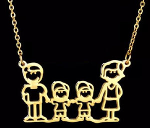 AZ362 Gold 2 Boys Family Necklace with FREE EARRINGS