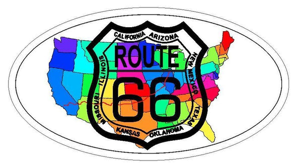 ST-D3724 Route 66 Oval Bumper Sticker
