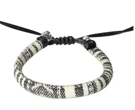 AZ218 White & Black Cord Bracelet