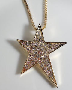 AZ315 Gold Rhinestone Funky Star Necklace with FREE Earrings