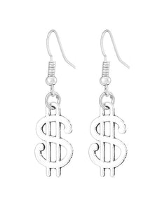 E1775 Silver Dollar Sign Earrings - Iris Fashion Jewelry