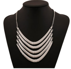 N285 Silver 5 Layer Statement Necklace with FREE Earrings