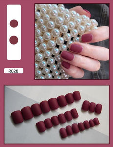 NS397 Short Square Press On Nails 24 Pieces R028 - Iris Fashion Jewelry