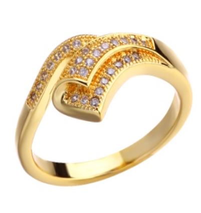 R368 Gold Rhinestone Ring - Iris Fashion Jewelry
