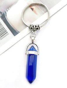 K156 Silver Blue Natural Stone Keychain - Iris Fashion Jewelry