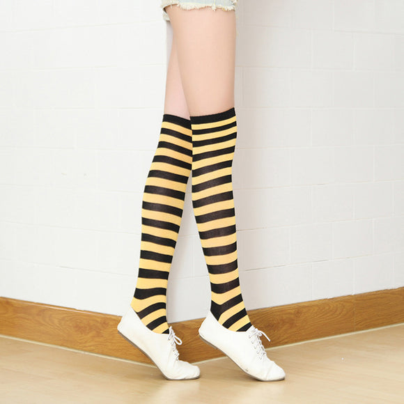 SF125 Yellow & Black Stripe Knee High Socks - Iris Fashion Jewelry