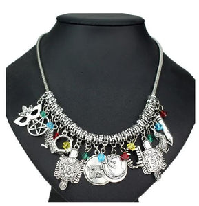 AZ903 Silver Charm Snake Chain Necklace with Free Earrings SUPER VALUE!