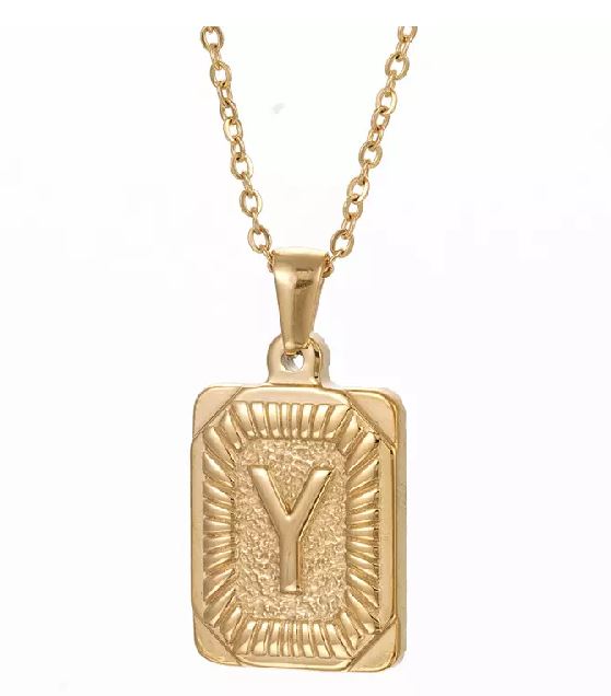 AZ515 Gold Letter Y Necklace with FREE EARRINGS