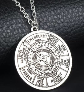 N2177 Silver Threat Compass Necklace with FREE EARRINGS