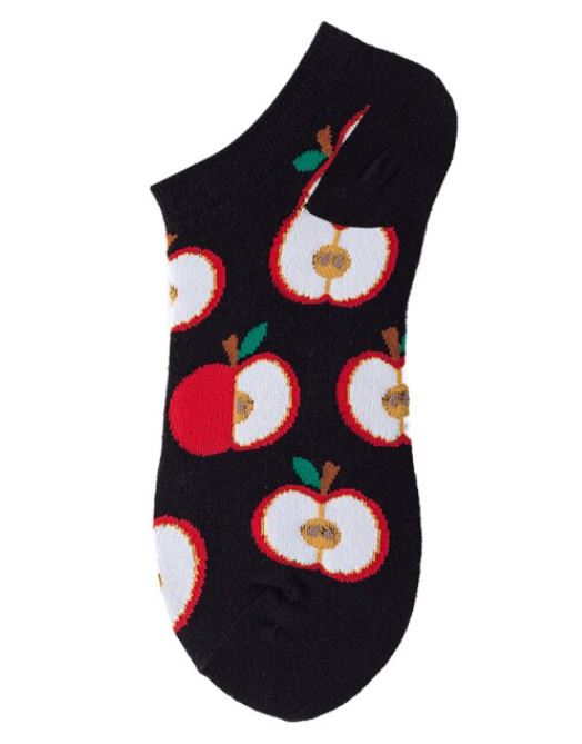 SF437 Black Red Apple Low Cut Socks - Iris Fashion Jewelry