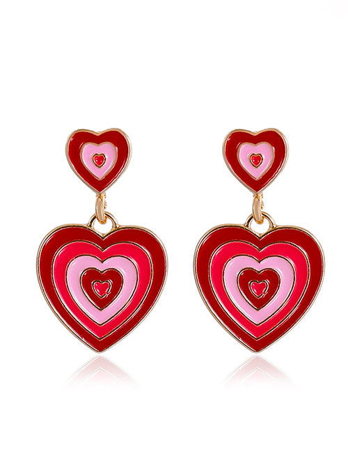 E1213 Gold Shades of Red Heart Earrings - Iris Fashion Jewelry