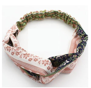 H281 Pink Floral Pattern Cloth Hair Band - Iris Fashion Jewelry