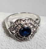 R733 Silver Blue Gem Rhinestone Ring - Iris Fashion Jewelry