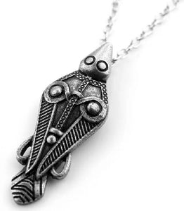 AZ129 Silver Raven Viking Necklace with FREE EARRINGS