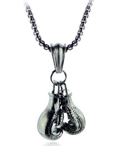 N1212 Gun Metal Boxing Gloves Necklace - Iris Fashion Jewelry