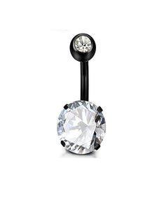 P141 Black Crystal Rhinestone Belly Button Ring - Iris Fashion Jewelry