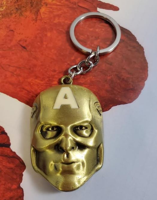 AZ1341 Gold Captain America Mask Keychain