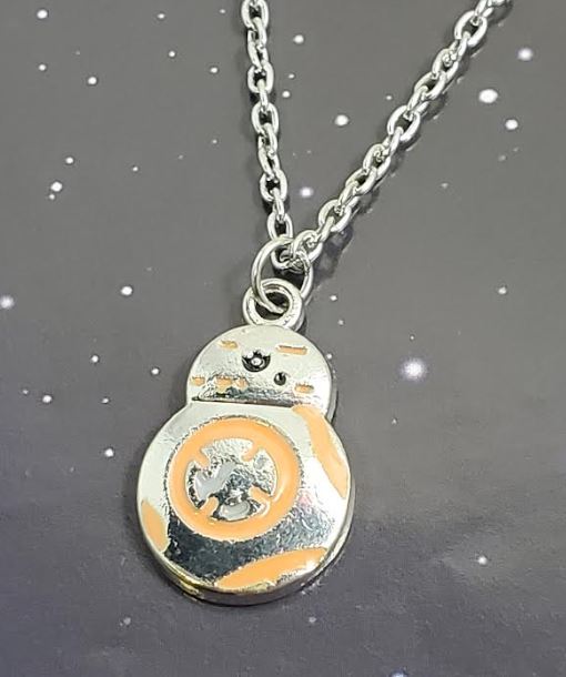 N1181 Silver Light Orange Robot Necklace with FREE EARRINGS