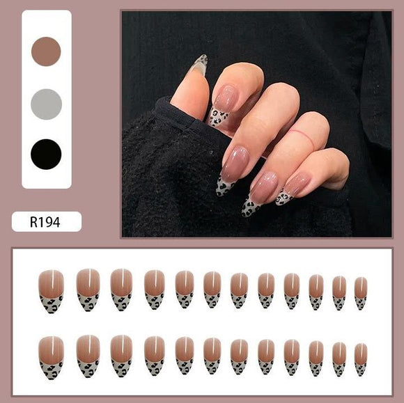 NS403 Medium Length Almond Press On Nails 24 Pieces R194 - Iris Fashion Jewelry
