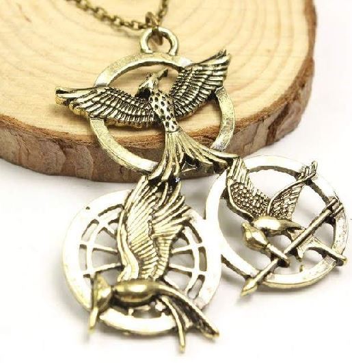 AZ297 Gold Mockingbird Necklace with FREE EARRINGS