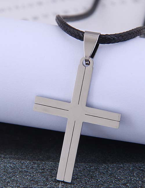 N2048 Silver Stainless Steel Cross Necklace with Free Earrings - Iris Fashion Jewelry