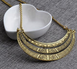 N284 Gold Etched Statement Necklace with FREE Earrings