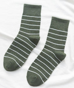 SF1085 Green White Stripe Socks - Iris Fashion Jewelry
