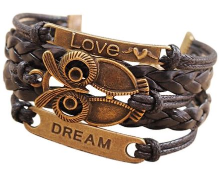 AZ1145 Brown Owl Love Dream Leather Layer Bracelet