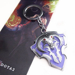 AZ717 Silver Blue DOTA2 Logo Keychain