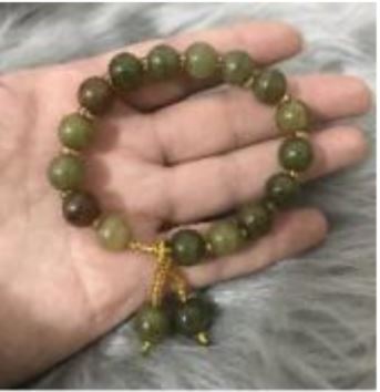 B1271 Olive Green Crackle Glass Bead Bracelet - Iris Fashion Jewelry