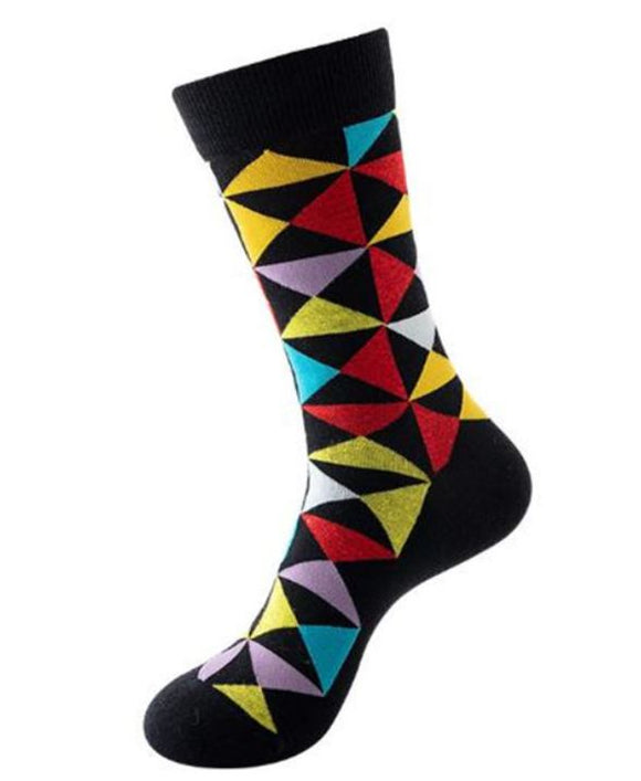 SF900 Black Multi Color Triangles Socks - Iris Fashion Jewelry