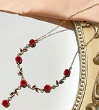 N268 Gold Red Rose Necklace with FREE Earrings - Iris Fashion Jewelry