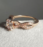 R114 Rose Gold Rhinestone Ring - Iris Fashion Jewelry