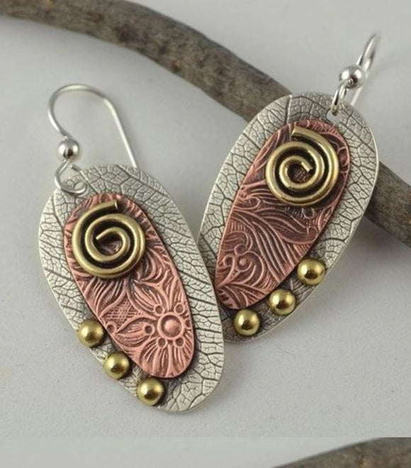 E870 Silver Copper Decorated Earrings - Iris Fashion Jewelry