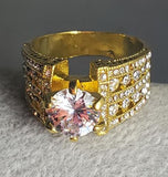 R134 Gold Gemstone Multi Rhinestones Ring - Iris Fashion Jewelry