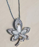 AZ83 Silver Moonstone & Rhinestone Maple Leaf Necklace with FREE Earrings - Iris Fashion Jewelry