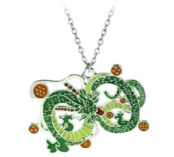 AZ767 Silver Green Cartoon Dragon Necklace with FREE EARRINGS