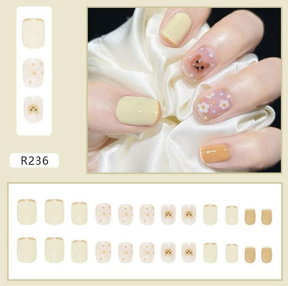 NS328 Short Square Press On Nails 24 Pieces R236 - Iris Fashion Jewelry