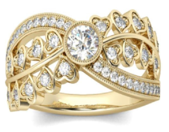 R380 Gold Multi Rhinestone Ring - Iris Fashion Jewelry