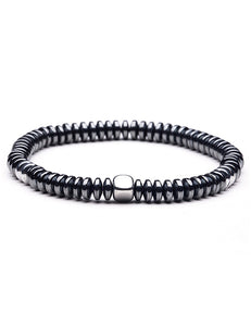 B91 Gun Metal Square Bead Bracelet - Iris Fashion Jewelry