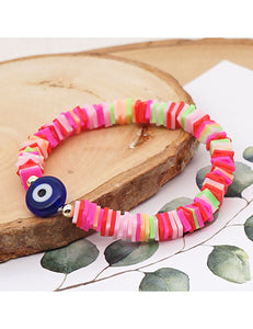 B100 Bright Colors Square Bead Blue Eye Bracelet - Iris Fashion Jewelry