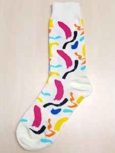 SF452 White Colorful Squiggles Socks - Iris Fashion Jewelry