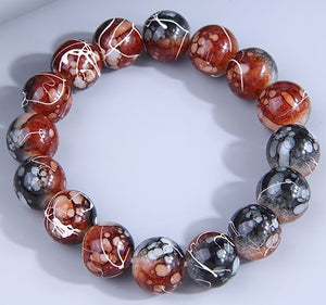 AZ1176 Marble Brown Bead Bracelet