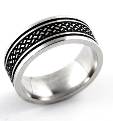 R465 Silver Black Design Ring - Iris Fashion Jewelry