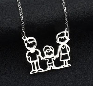 AZ439 Silver 1 Boy Family Necklace with FREE EARRINGS